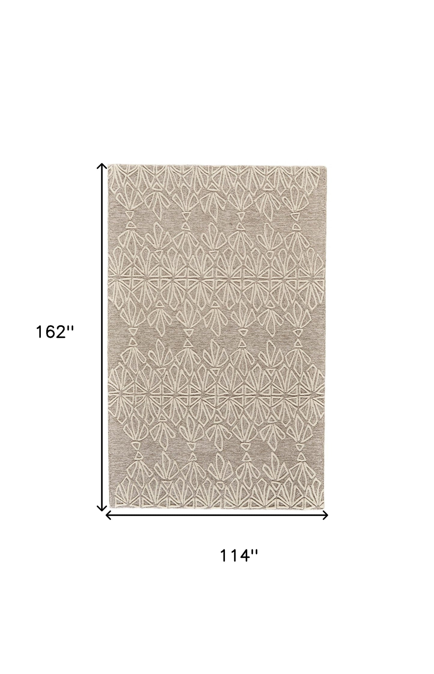 10 x 13 Tan & Ivory Wool Geometric Tufted Handmade Stain Resistant Rug