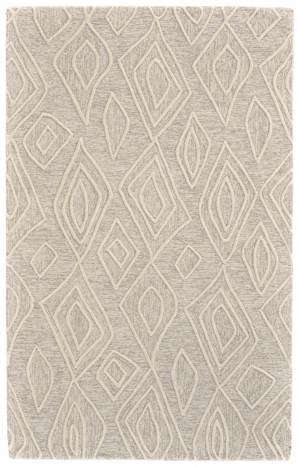 10 x 13 Tan & Ivory Wool Geometric Tufted Handmade Stain Resistant Rug
