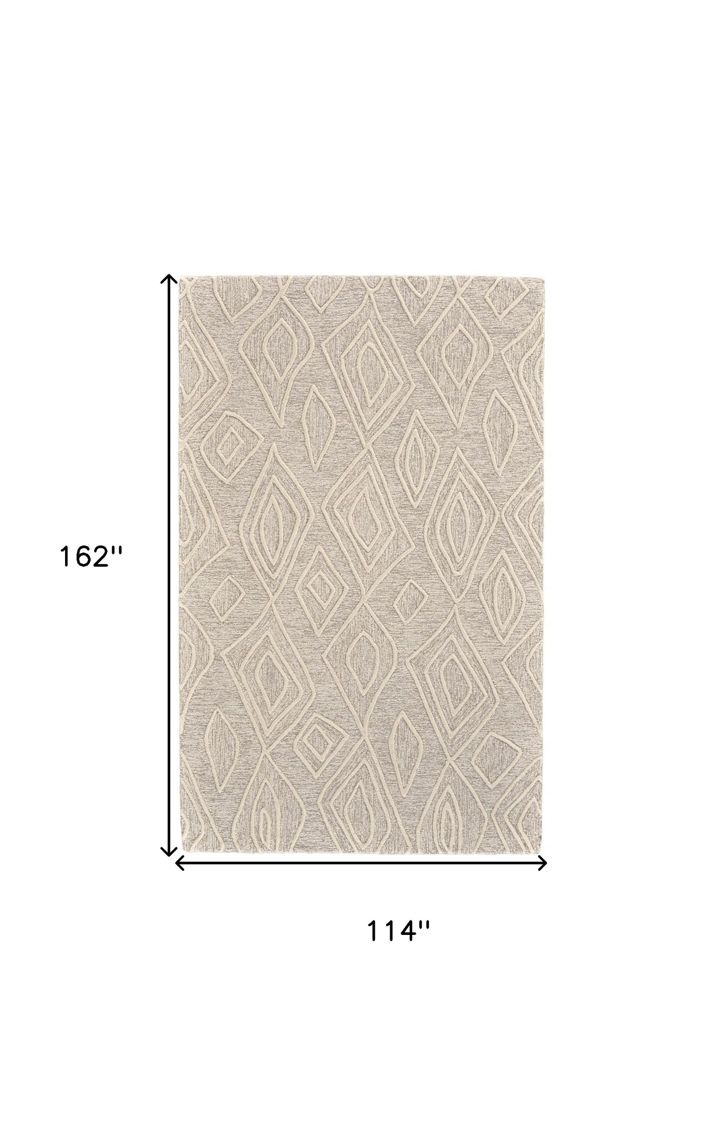 10 x 13 Tan & Ivory Wool Geometric Tufted Handmade Stain Resistant Rug