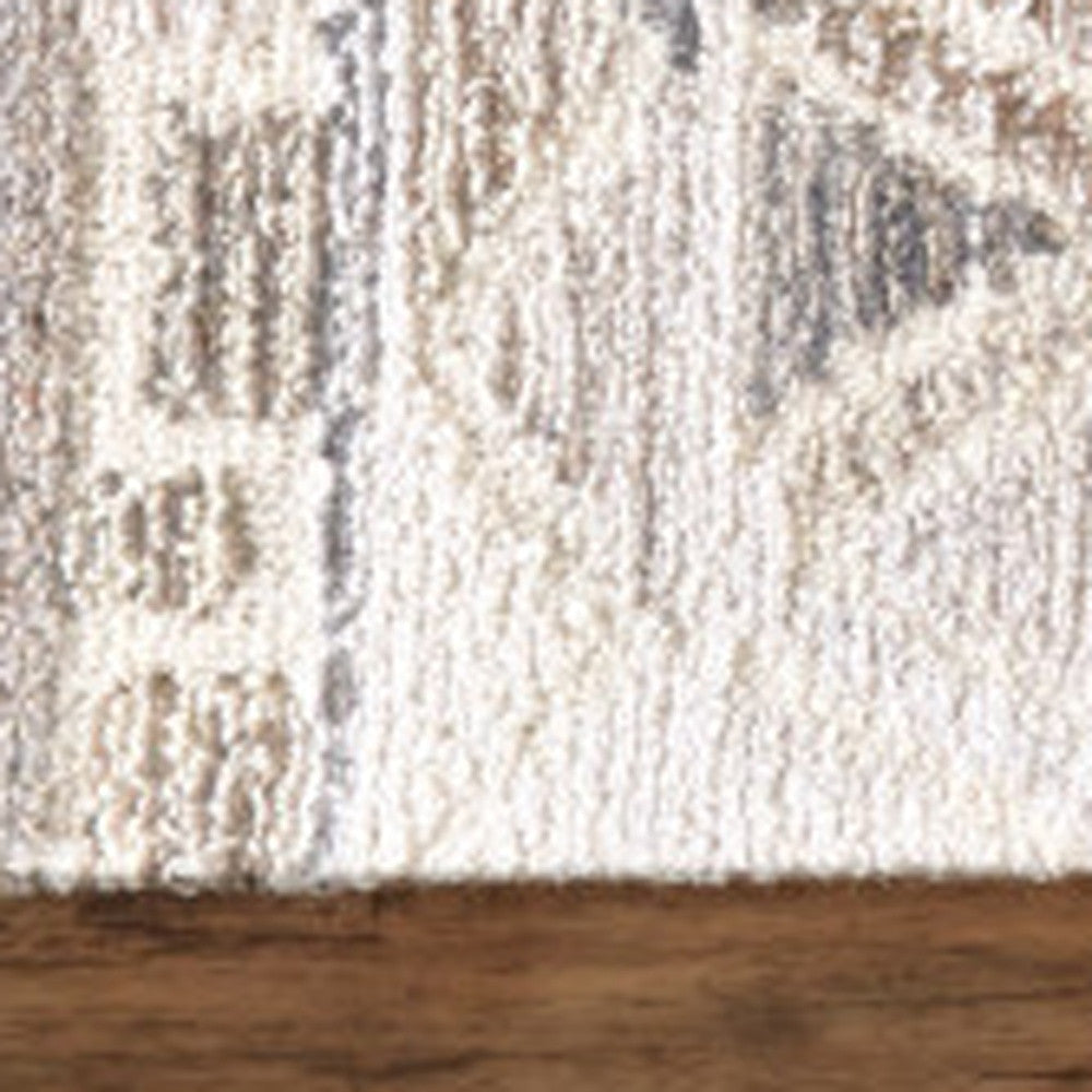 8 x 10 Beige Ivory & Gray Wool Geometric Hand Tufted Rug