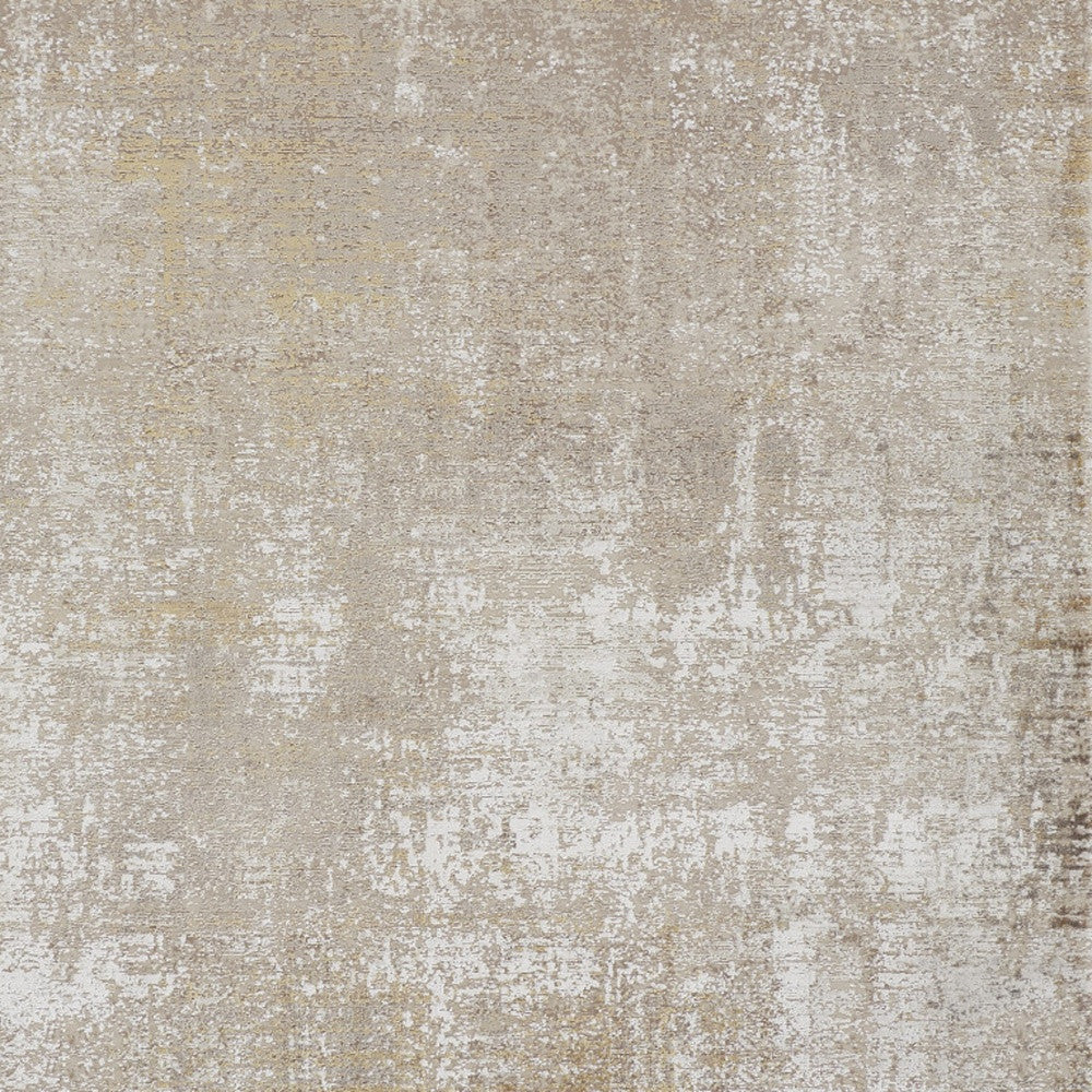10 x 13 Taupe Ivory & Gold Rug With Fringe