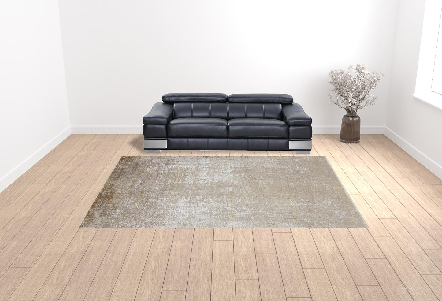 10 x 13 Taupe Ivory & Gold Rug With Fringe