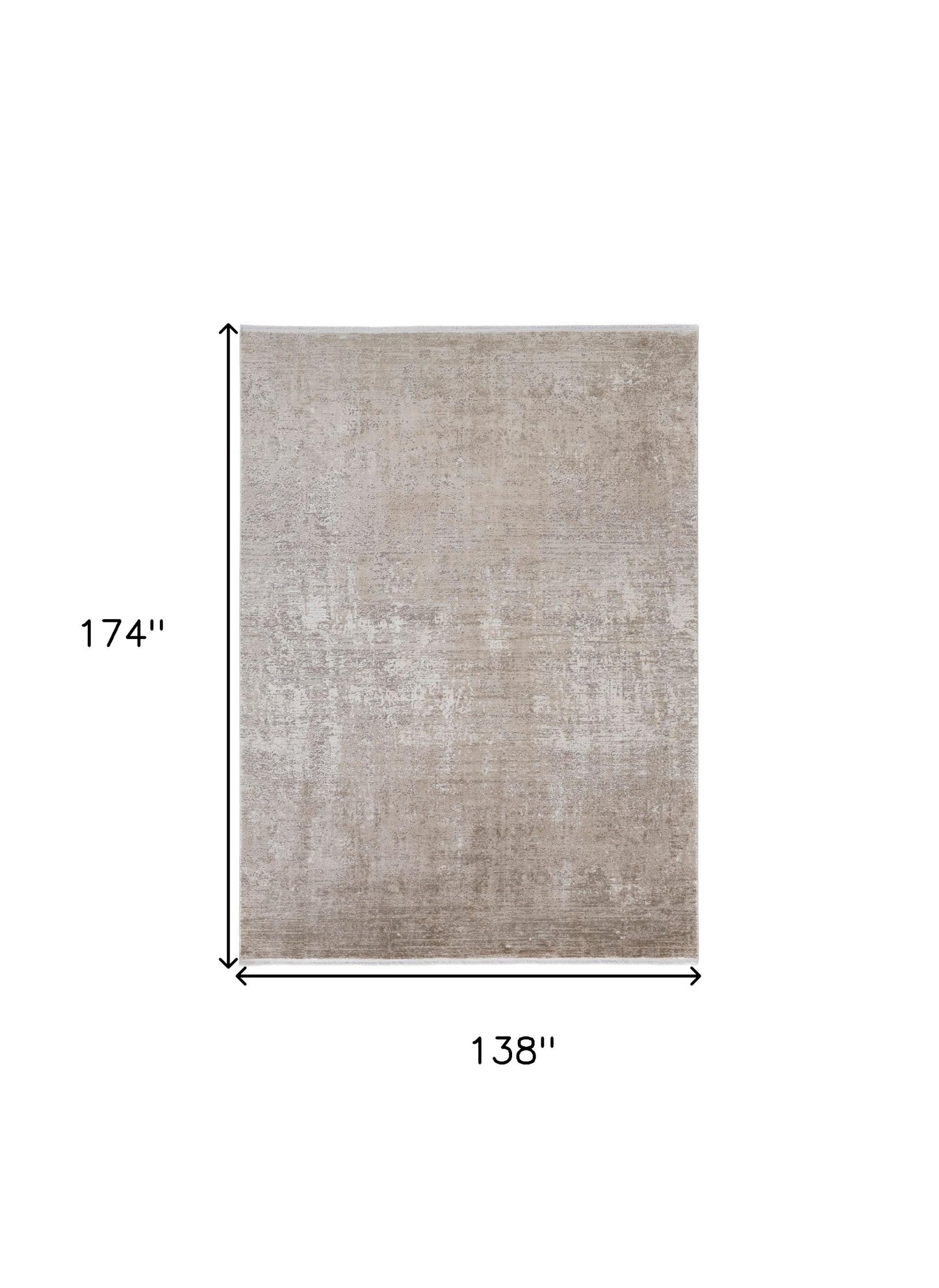 12 x 15 Tan Ivory & Gray Power Loom Distressed Rug With Fringe