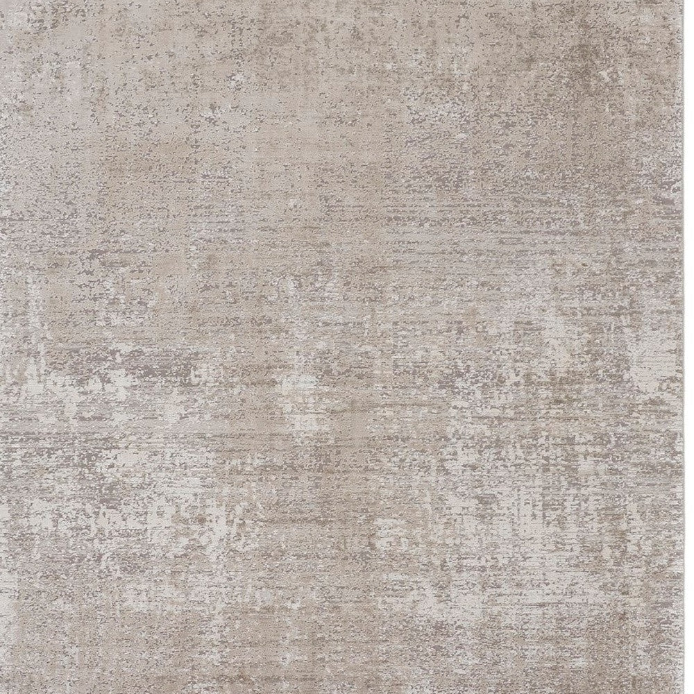 12 x 15 Tan Ivory & Gray Power Loom Distressed Rug With Fringe