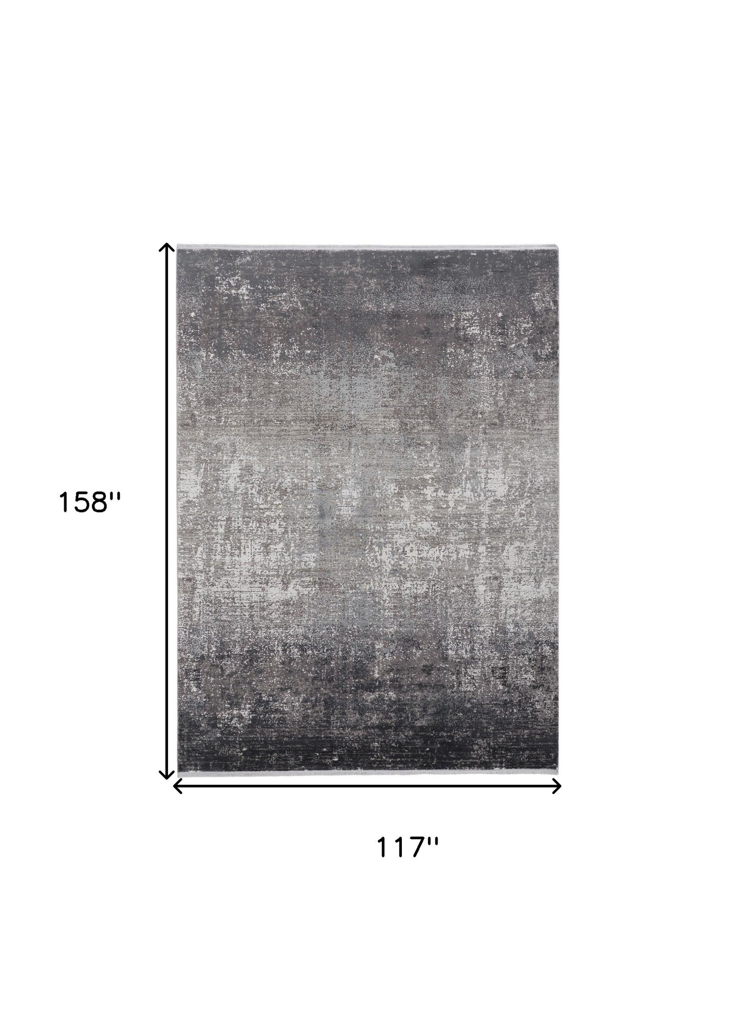 10 x 13 Gray Black & Silver Power Loom Distressed Rug With Fringe