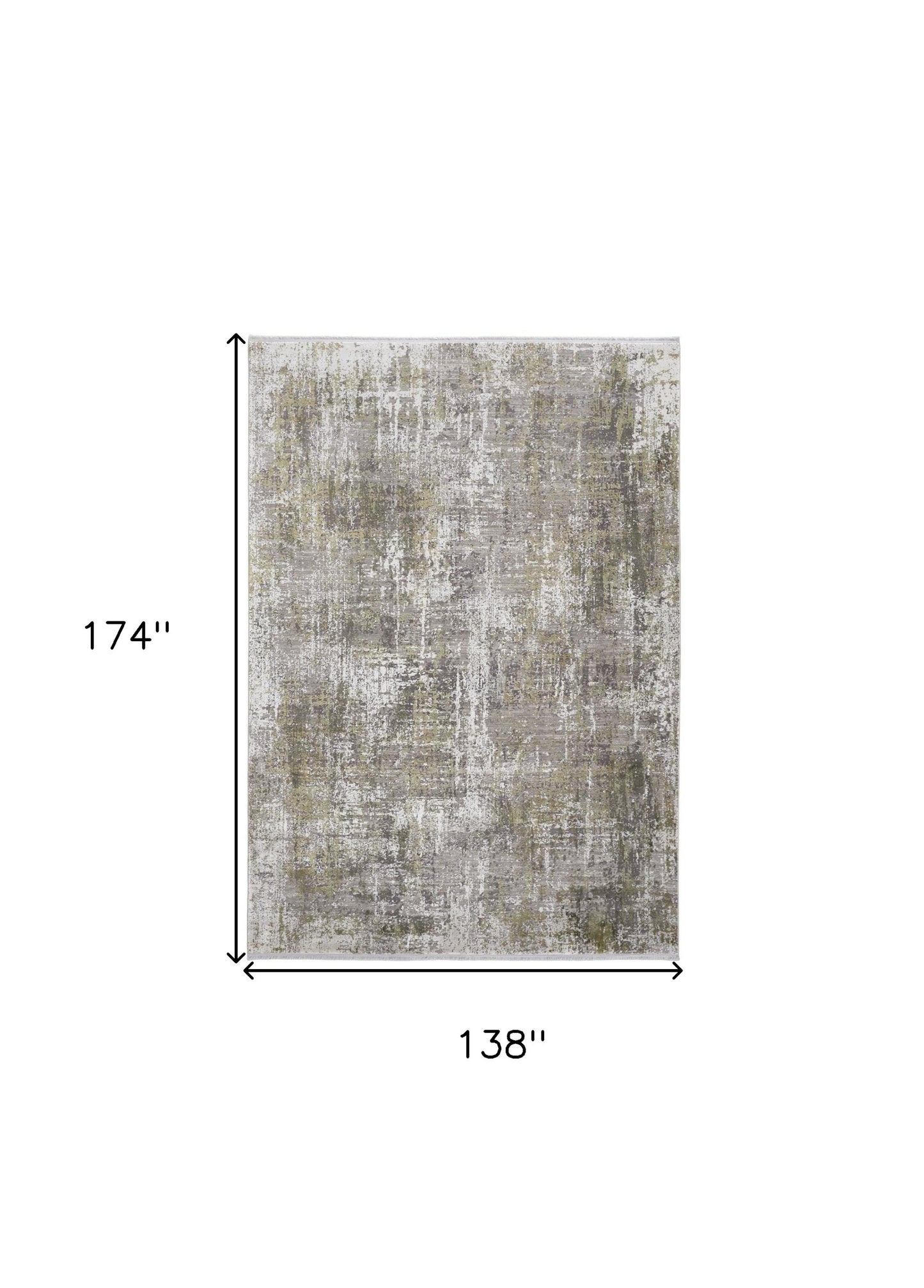 12 x 15 Green Gray & Ivory Rug With Fringe