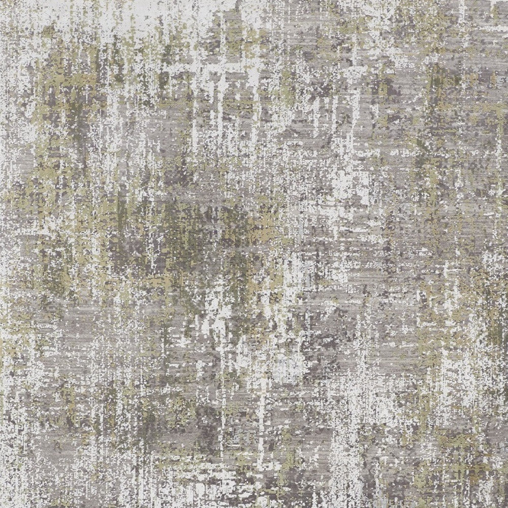 12 x 15 Green Gray & Ivory Rug With Fringe