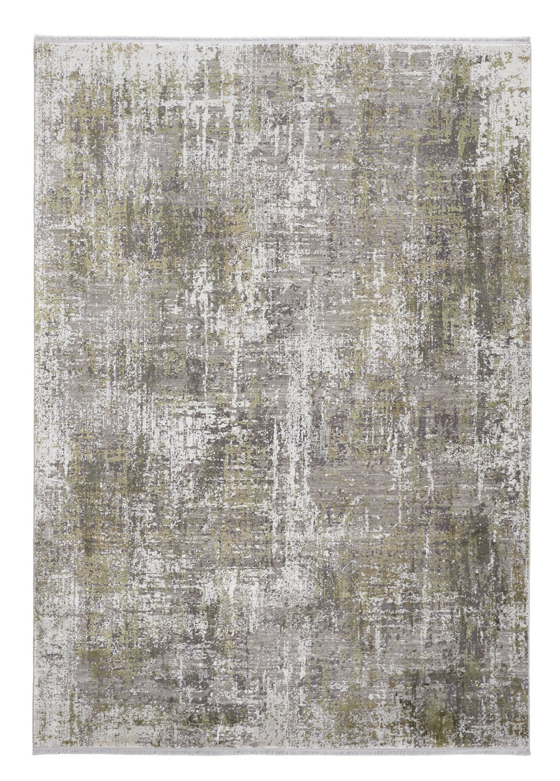 12 x 15 Green Gray & Ivory Rug With Fringe
