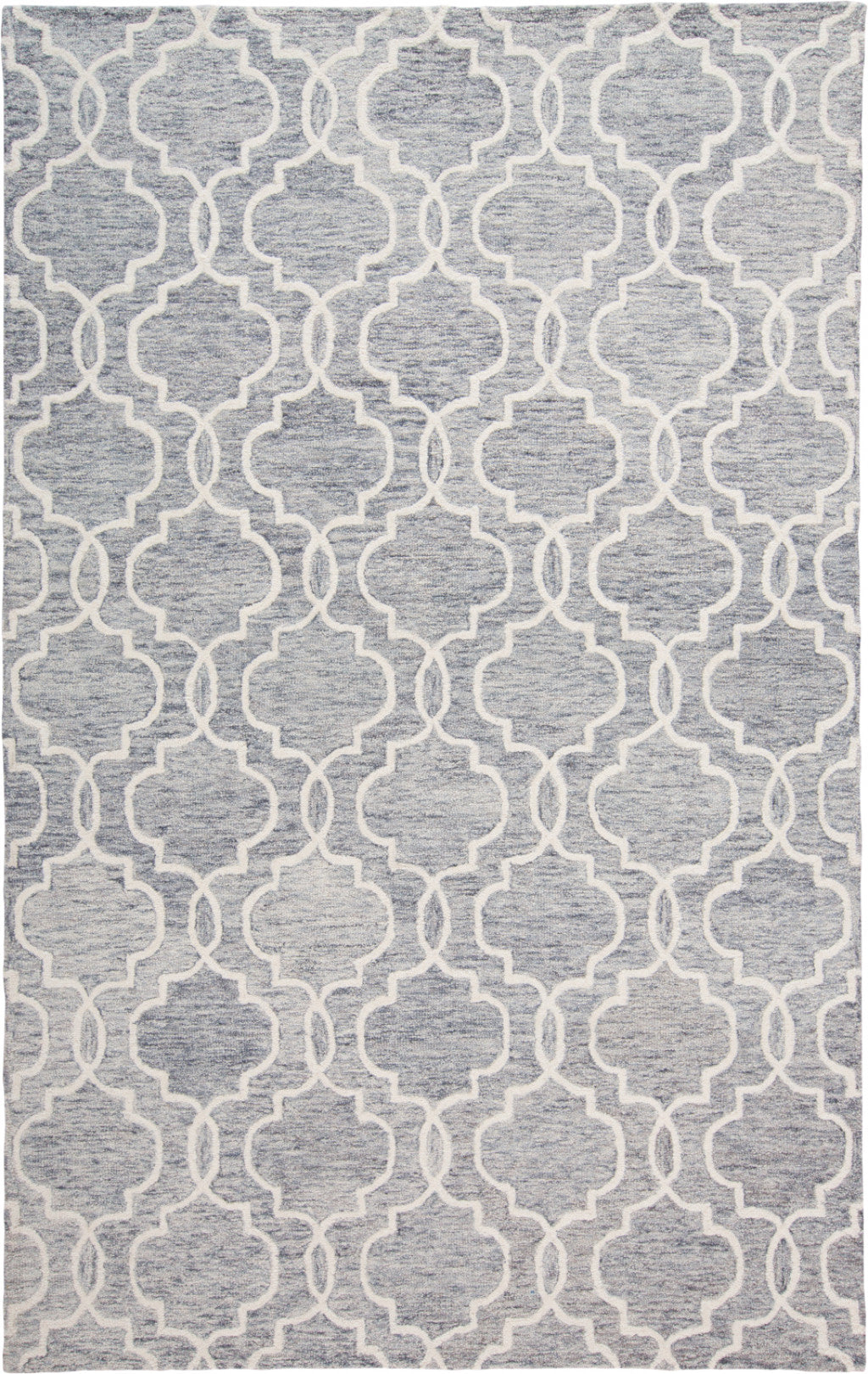 8 x 10 Blue Gray & Ivory Wool Geometric Tufted Handmade Stain Resistant Rug
