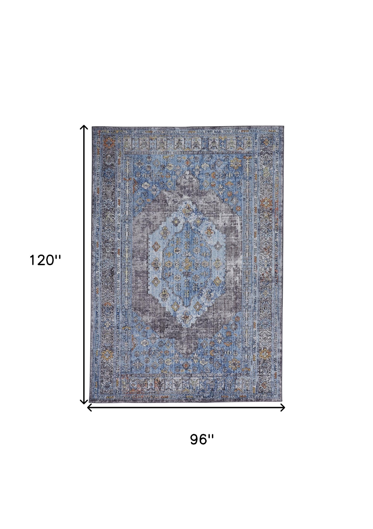 8 x 10 Blue & Gray Floral Rug