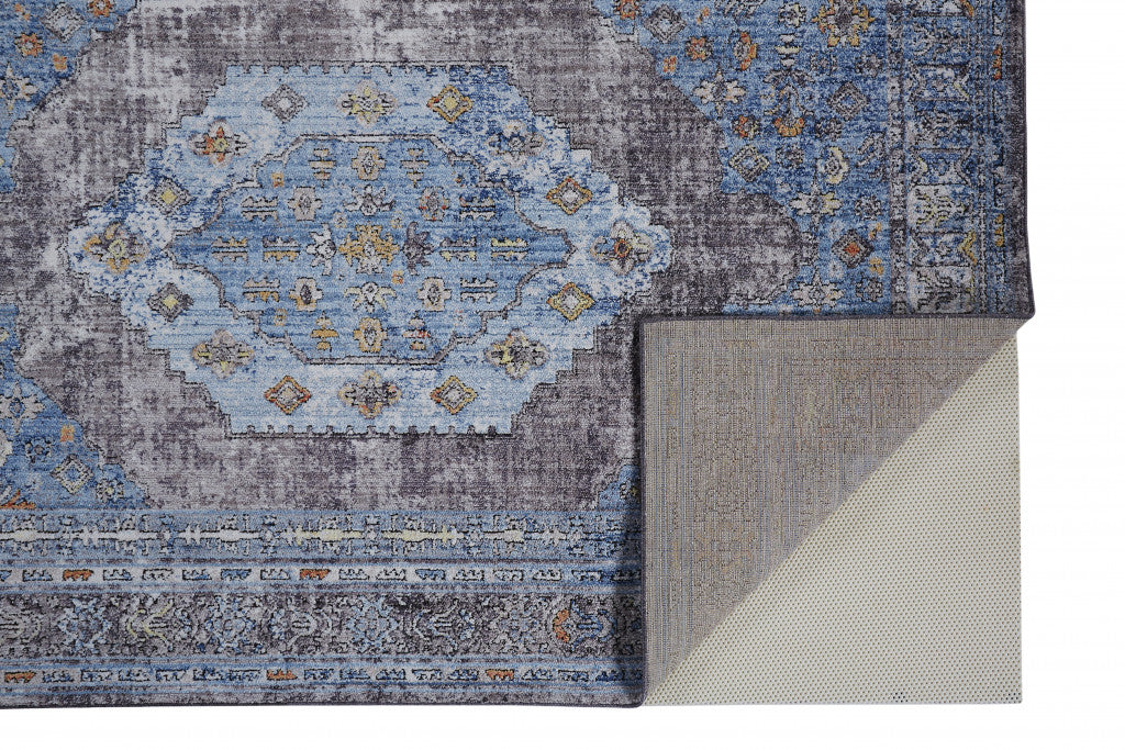 8 x 10 Blue & Gray Floral Rug