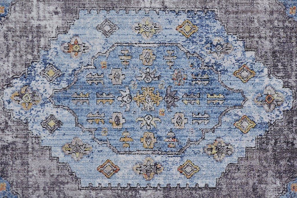 8 x 10 Blue & Gray Floral Rug