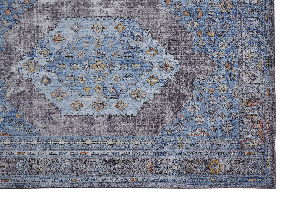 8 x 10 Blue & Gray Floral Rug
