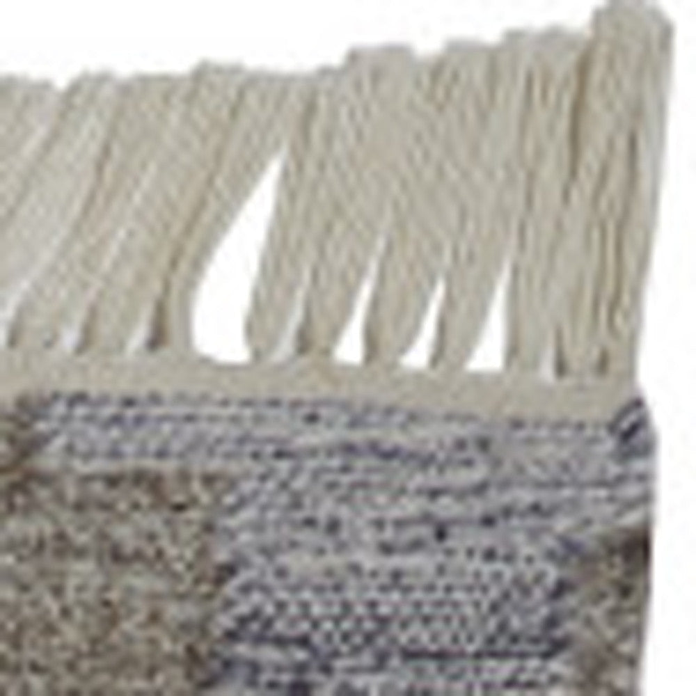 10 x 13 Gray & Brown Geometric Hand Woven Rug With Fringe