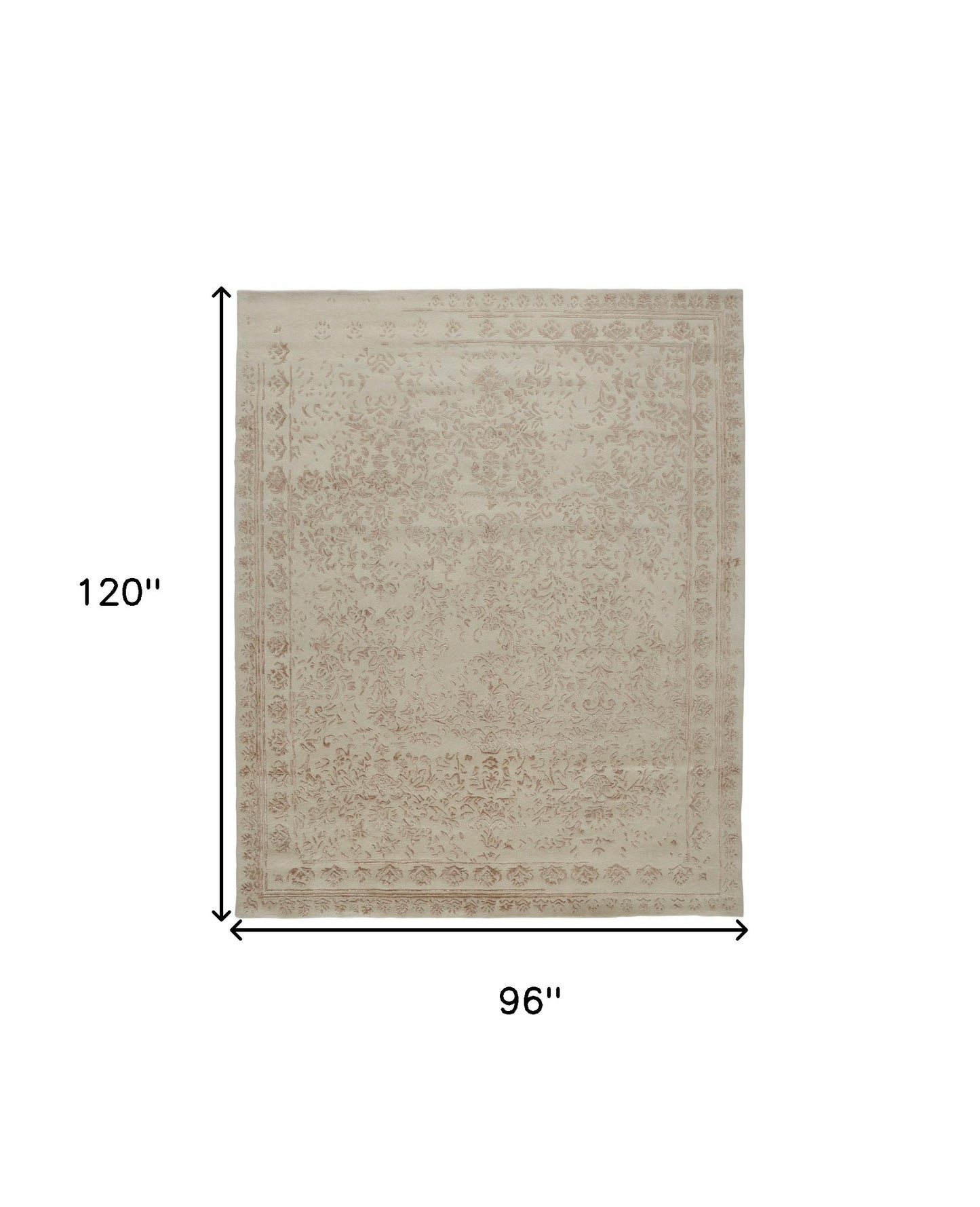 8 x 10 Ivory Tan & Pink Wool Floral Tufted Handmade Distressed Rug