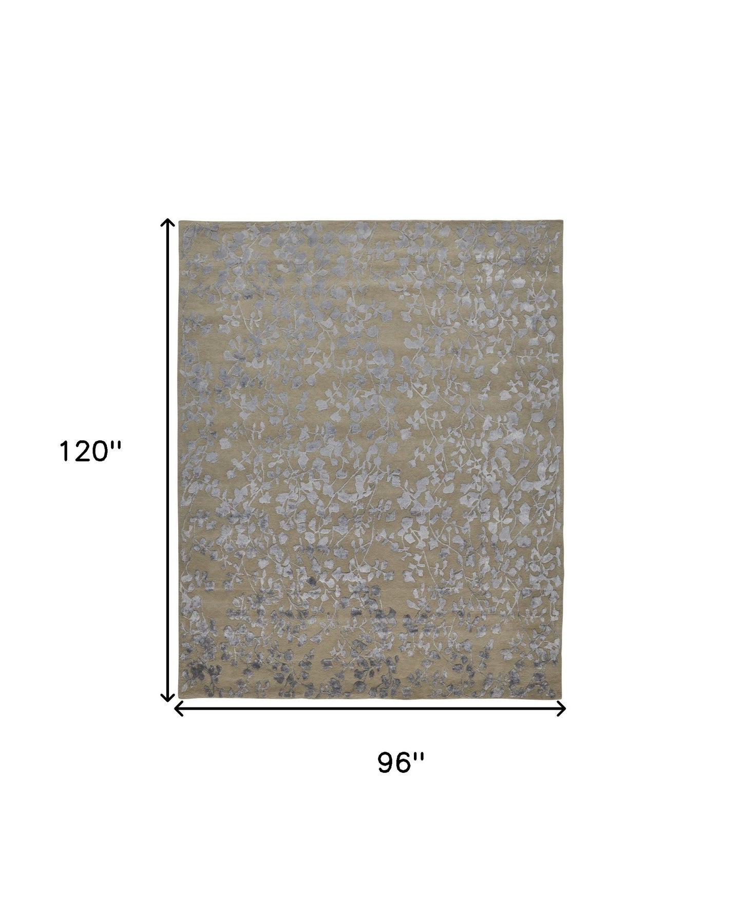 8 x 10 Tan Silver & Gray Wool Floral Tufted Handmade Rug