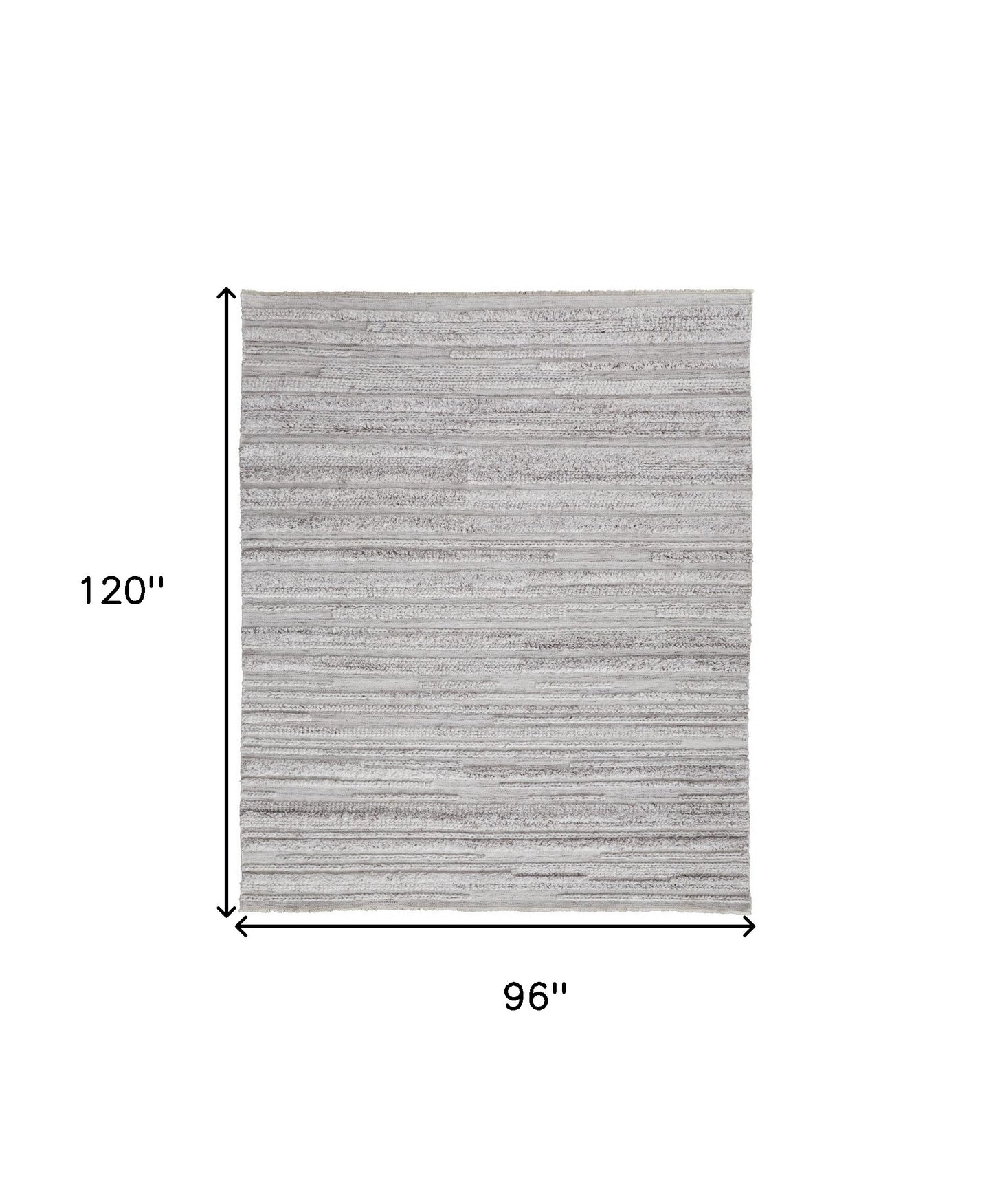 8 x 10 Ivory & Taupe Striped Hand Woven Stain Resistant Rug