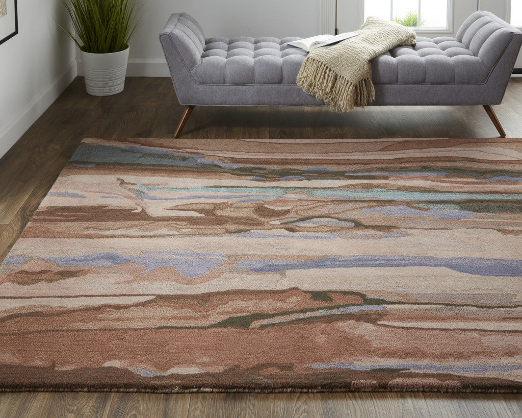 9 x 12 Blue & Red Wool Hand Tufted Rug