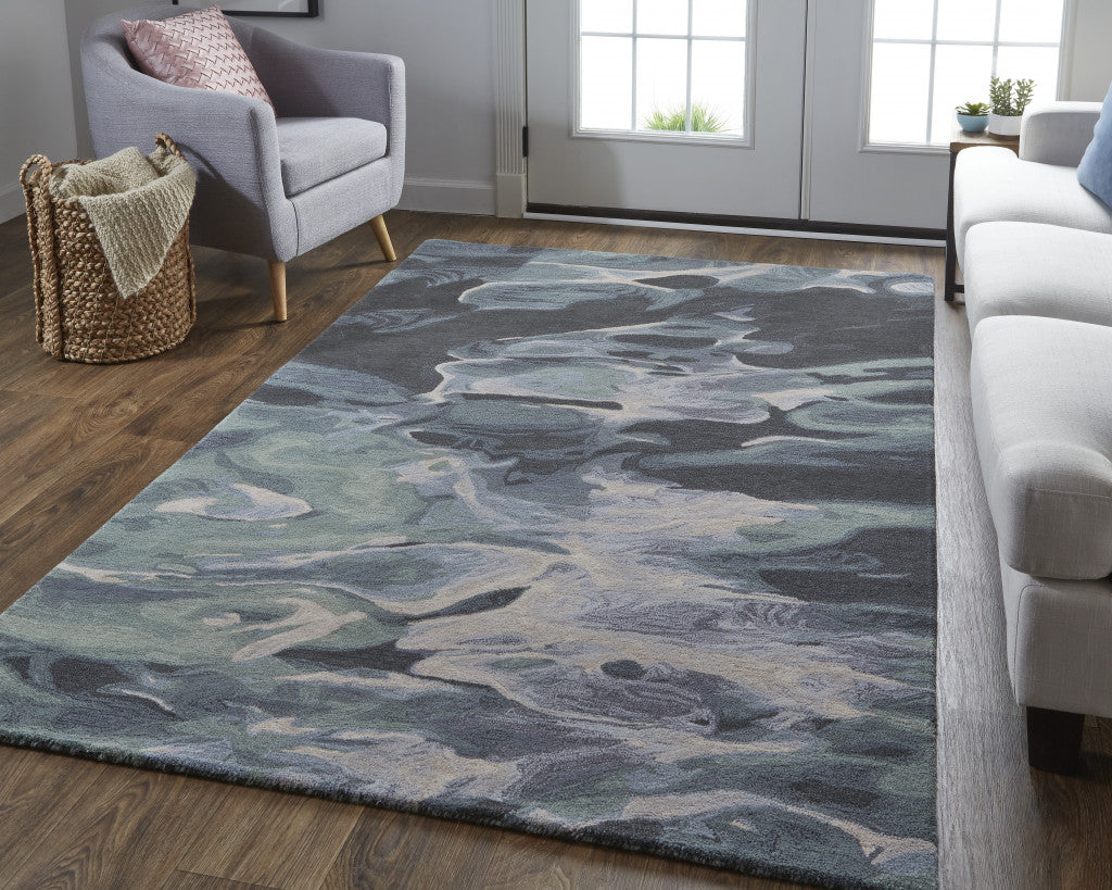 4 x 6 Blue & Black Wool Hand Tufted Rug