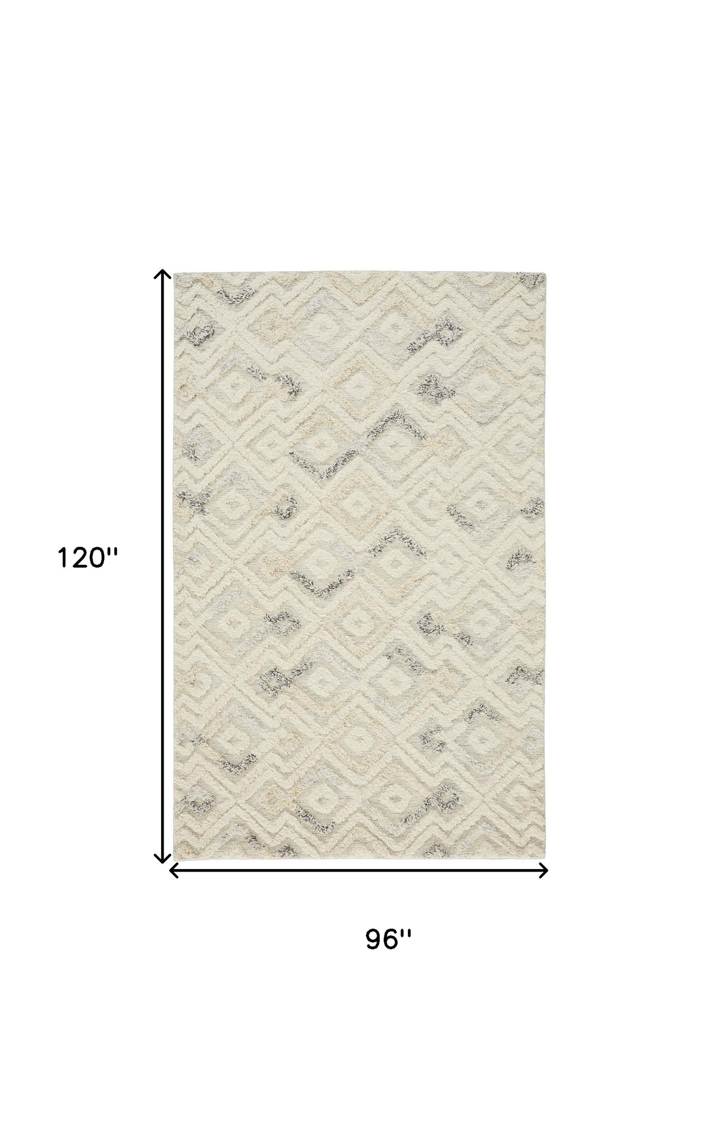 8 x 10 Gray & Ivory Wool Geometric Tufted Handmade Rug