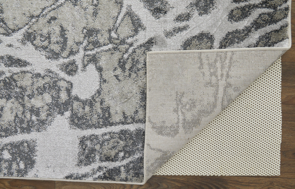 10 x 13 Gray Silver & Ivory Power Loom Rug