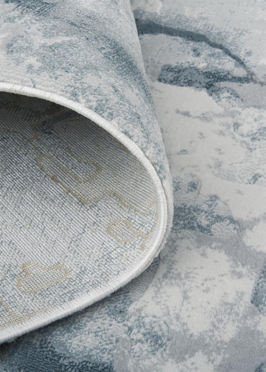 8 x 10 Blue Gray & Ivory Distressed Stain Resistant Rug
