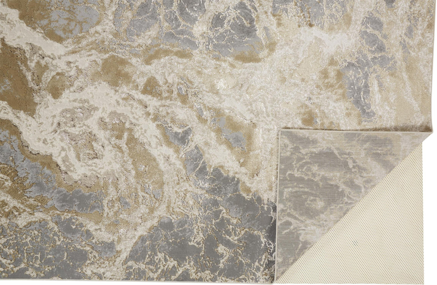 10 x 13 Ivory Silver & Gold Stain Resistant Rug