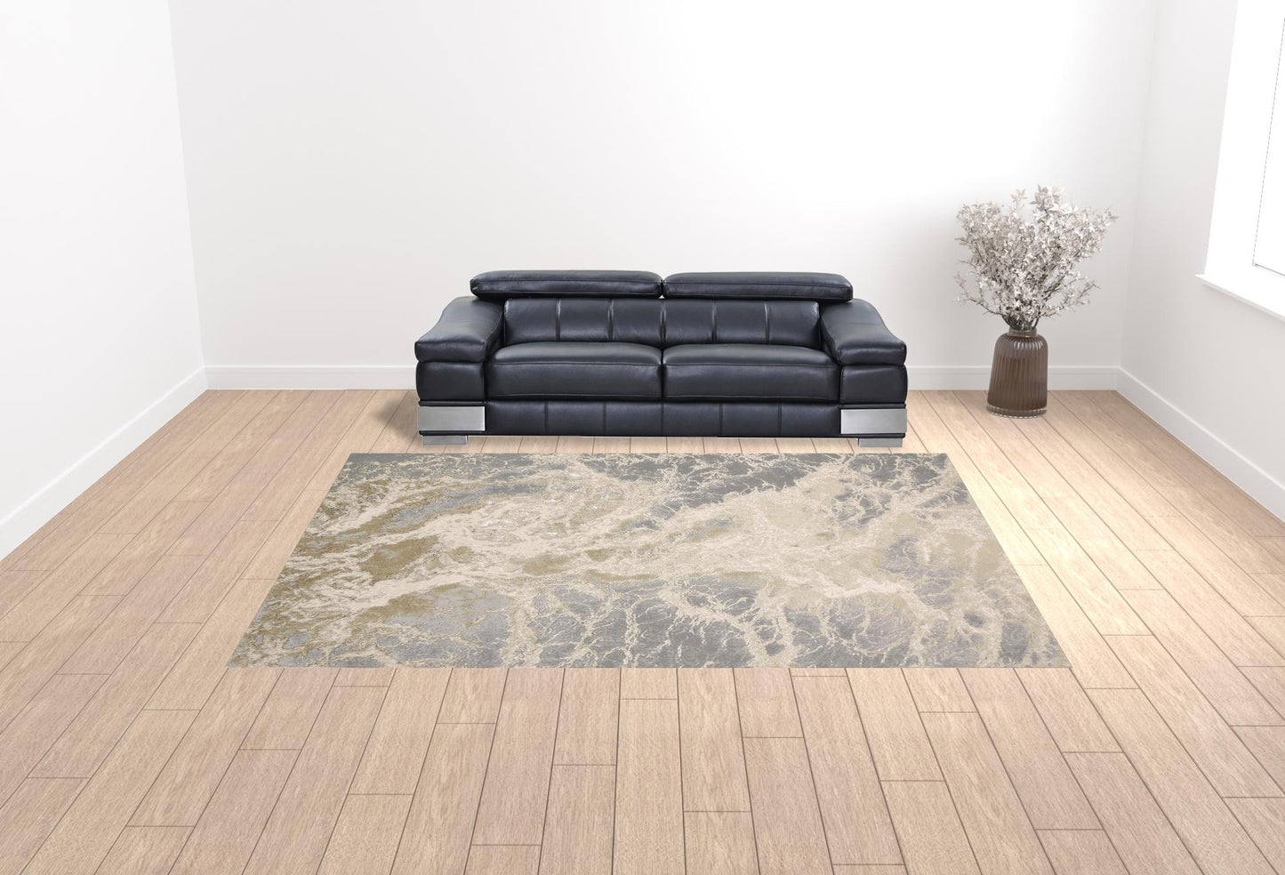 10 x 13 Ivory Silver & Gold Stain Resistant Rug