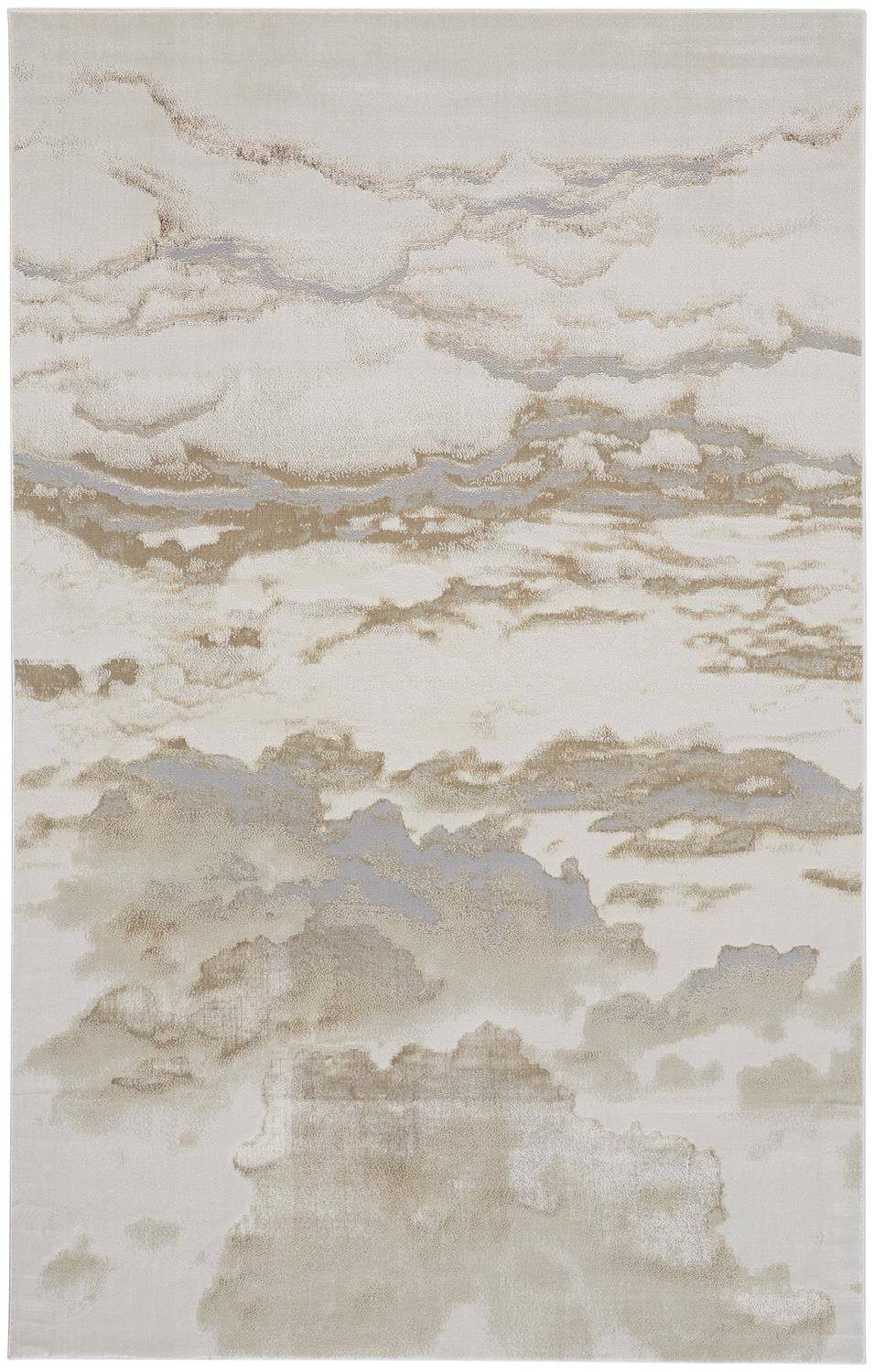 10 x 13 Ivory Tan & Gray Stain Resistant Rug