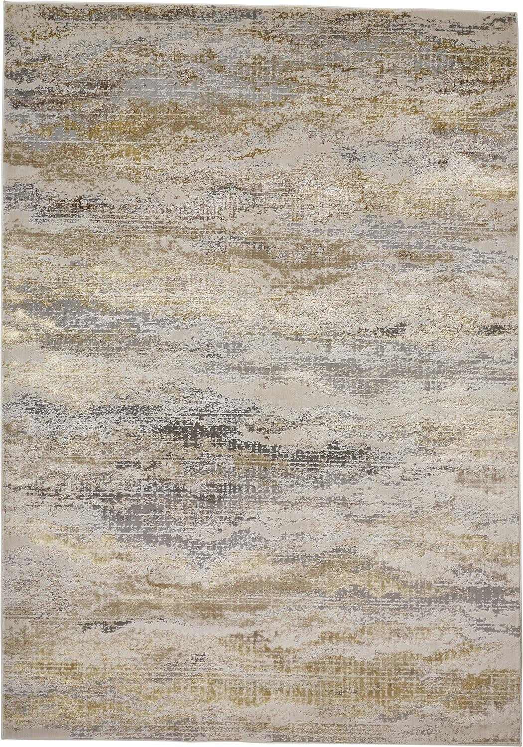 10 x 13 Gold Gray & Ivory Stain Resistant Rug