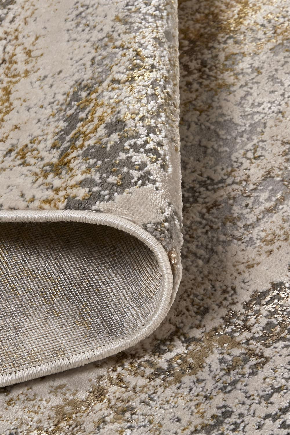 10 x 13 Gold Gray & Ivory Stain Resistant Rug