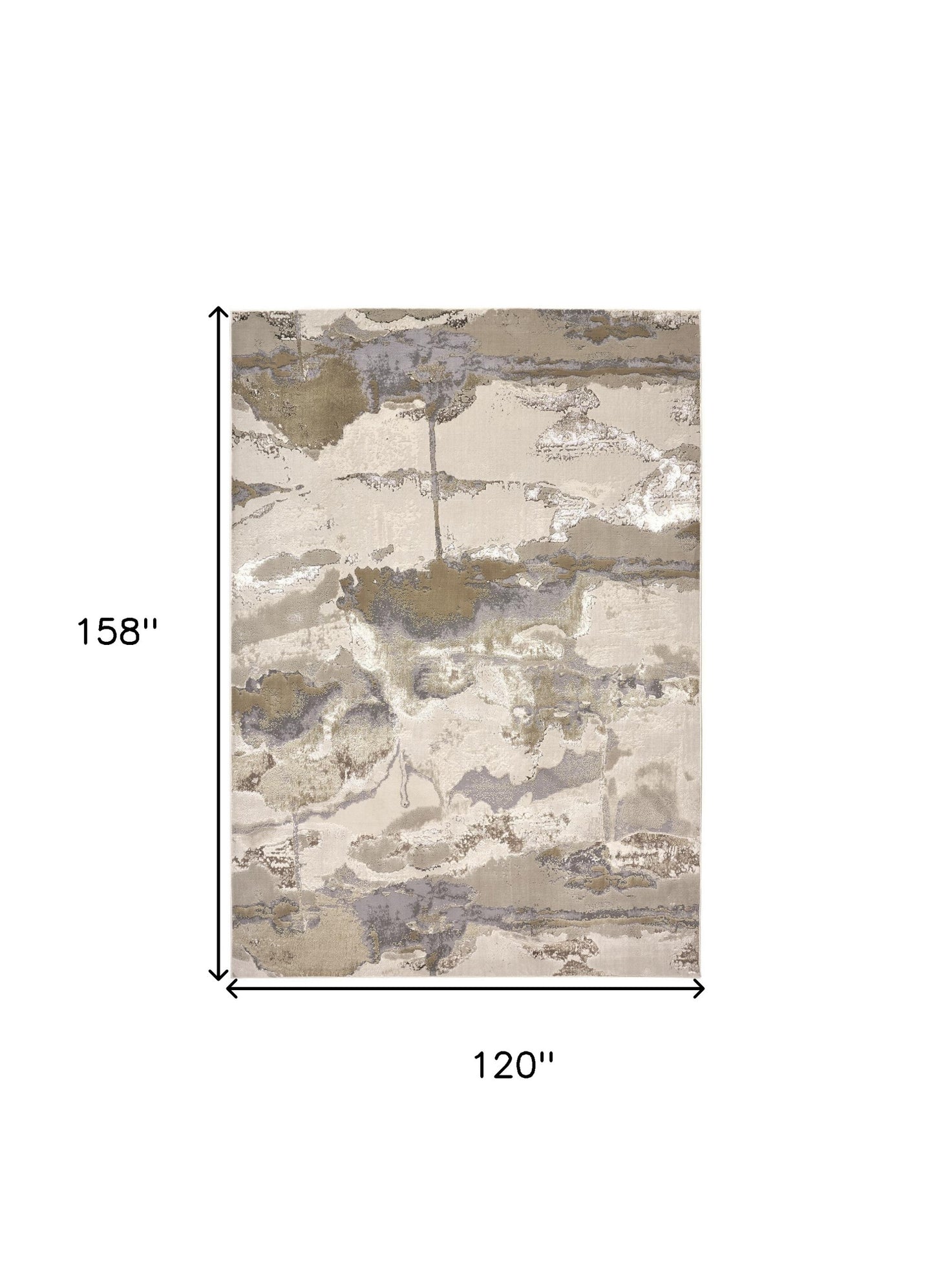 10 x 13 Gray Ivory & Gold Stain Resistant Rug