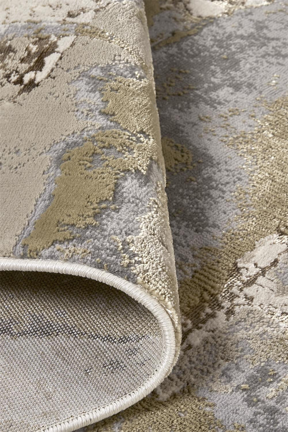 10 x 13 Gray Ivory & Gold Stain Resistant Rug