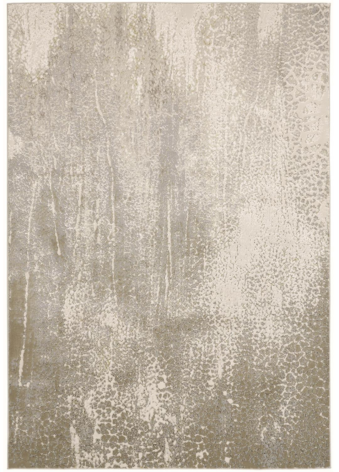 10 x 13 Ivory Gray & Gold Stain Resistant Rug