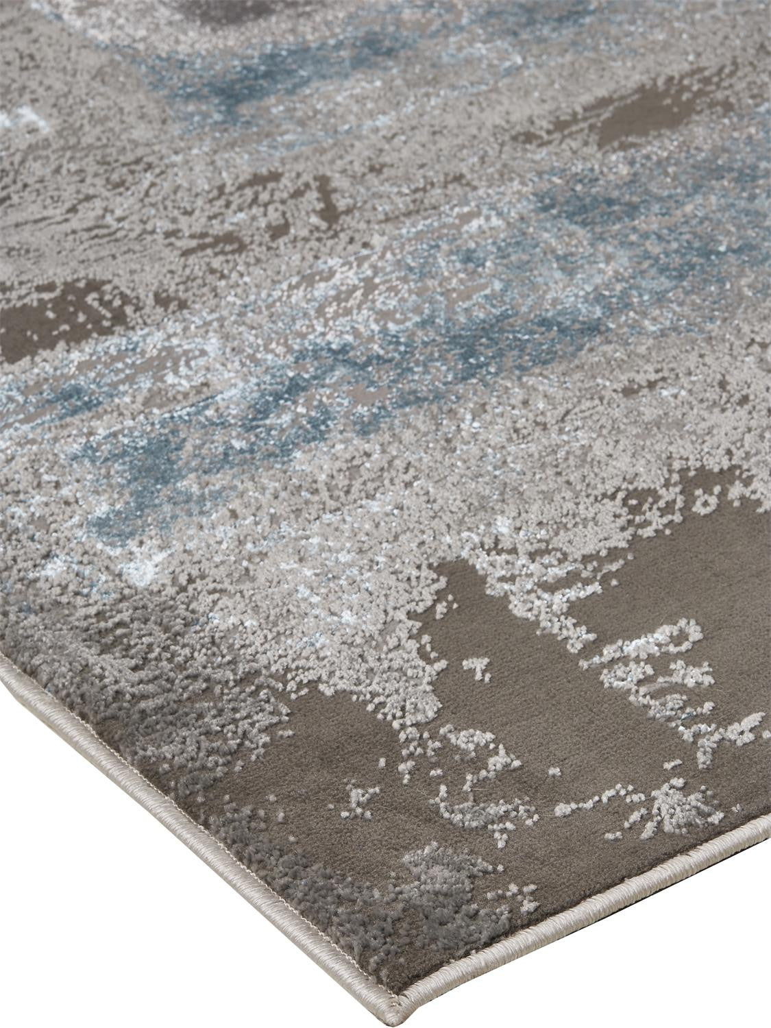 10 x 13 Gray Ivory & Blue Stain Resistant Rug