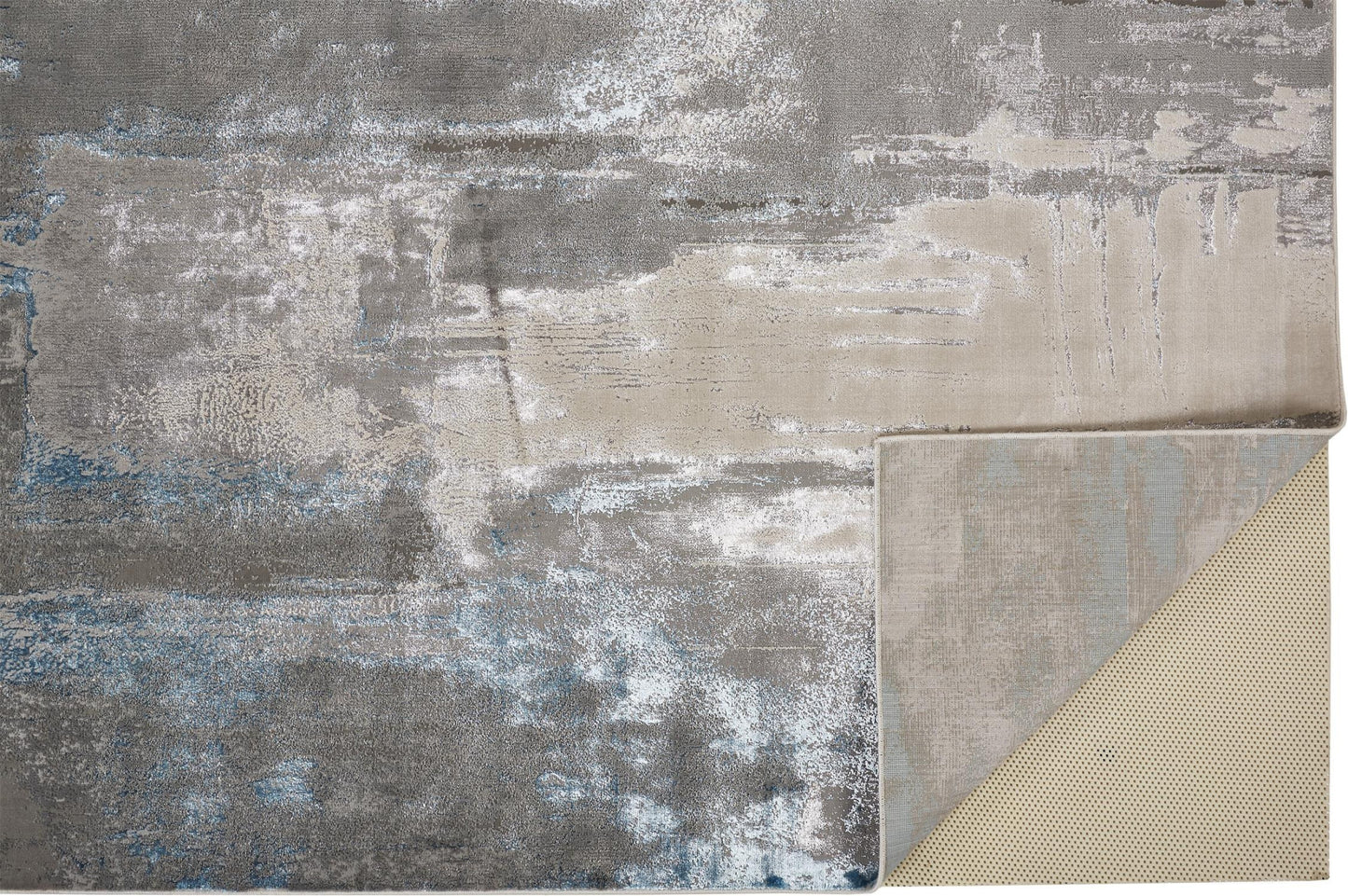 10 x 13 Gray Ivory & Blue Stain Resistant Rug