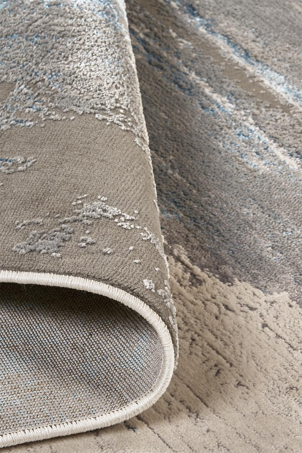 10 x 13 Gray Ivory & Blue Stain Resistant Rug