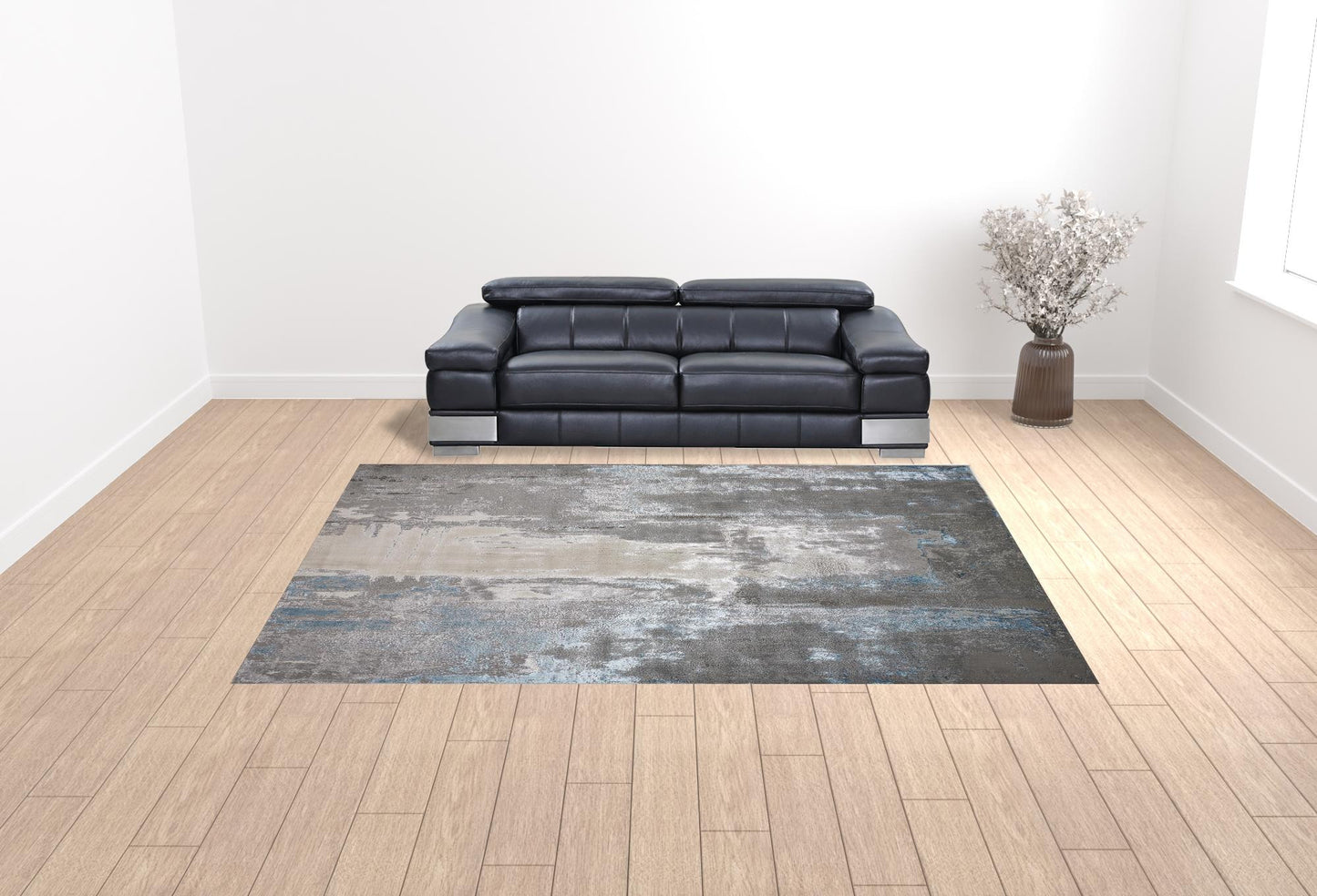 10 x 13 Gray Ivory & Blue Stain Resistant Rug