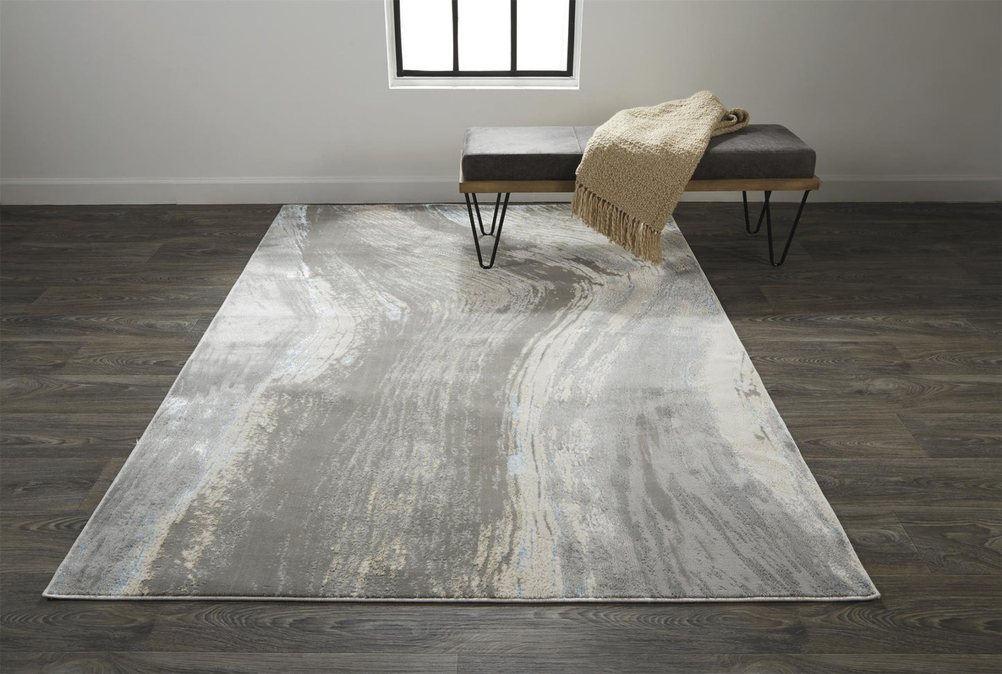 10 x 13 Blue & Gray Power Loom Rug