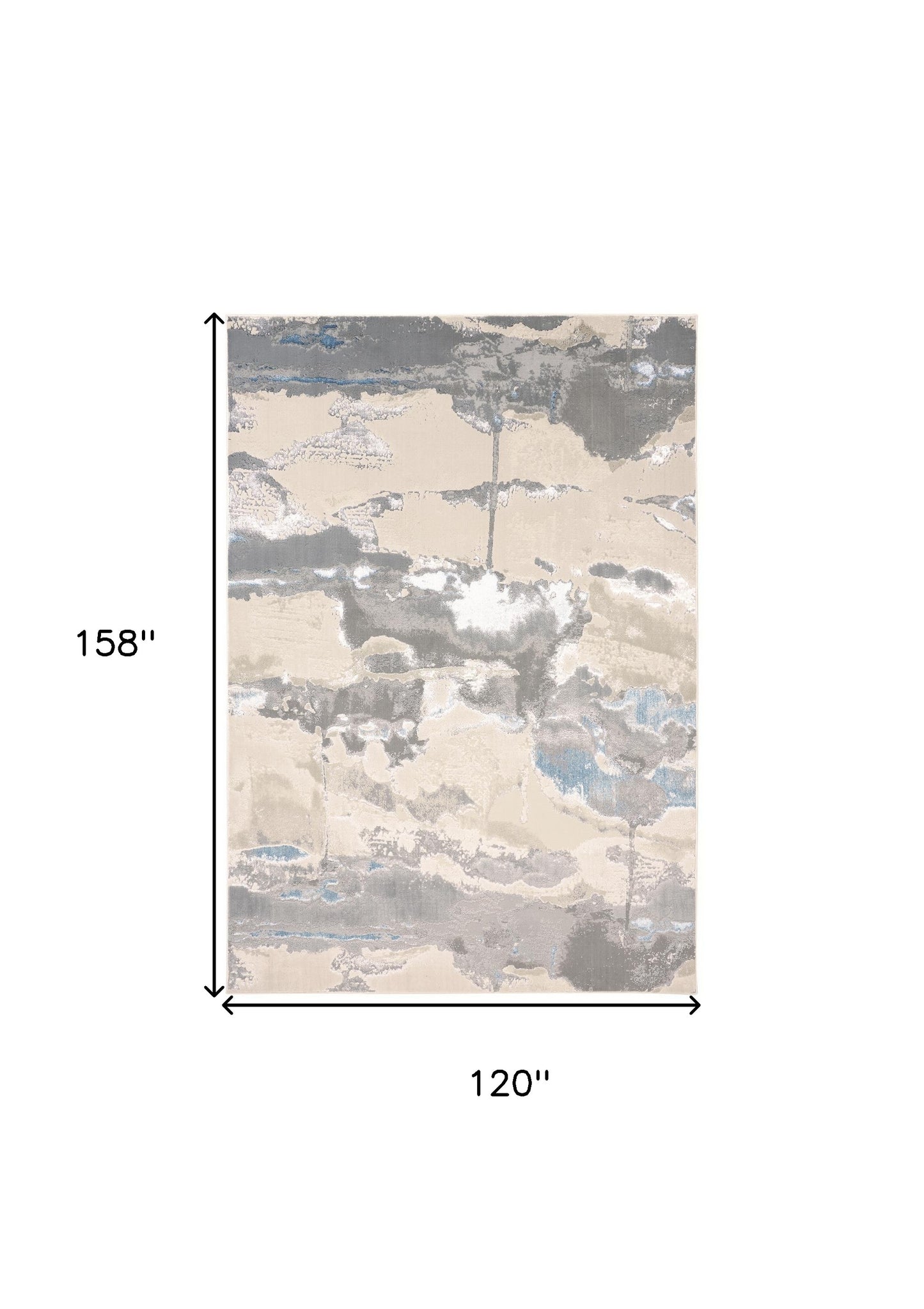 10 x 13 Ivory Gray & Blue Stain Resistant Rug