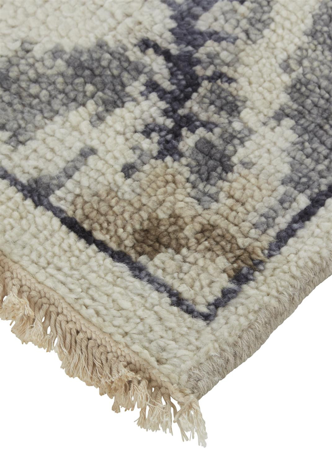 12 x 15 Ivory Gray & Taupe Wool Floral Hand Knotted Stain Resistant Rug