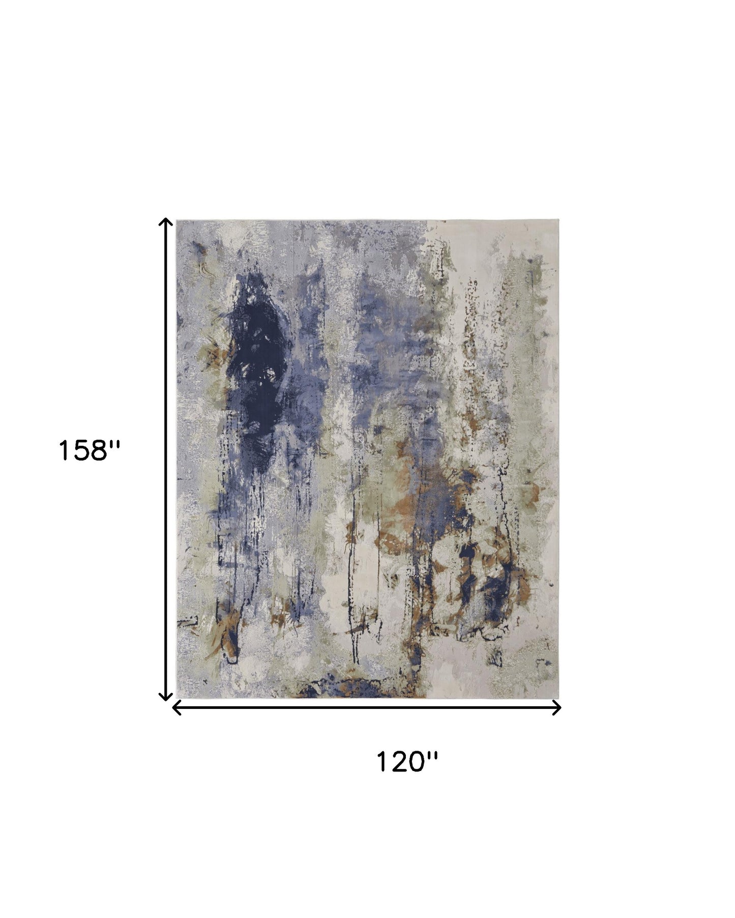 10 x 13 Blue Orange & Ivory Power Loom Rug