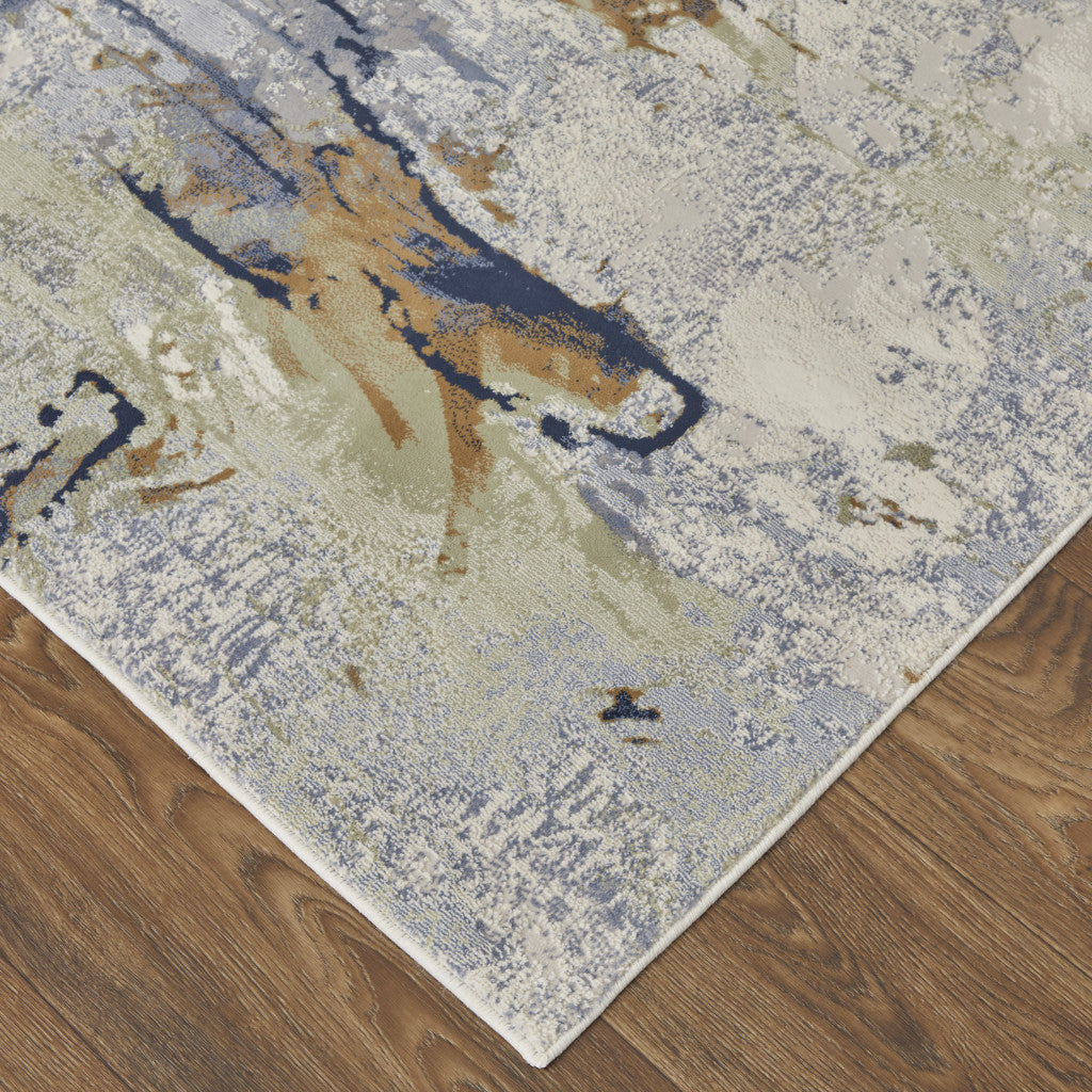 12 x 15 Blue Orange & Ivory Power Loom Rug