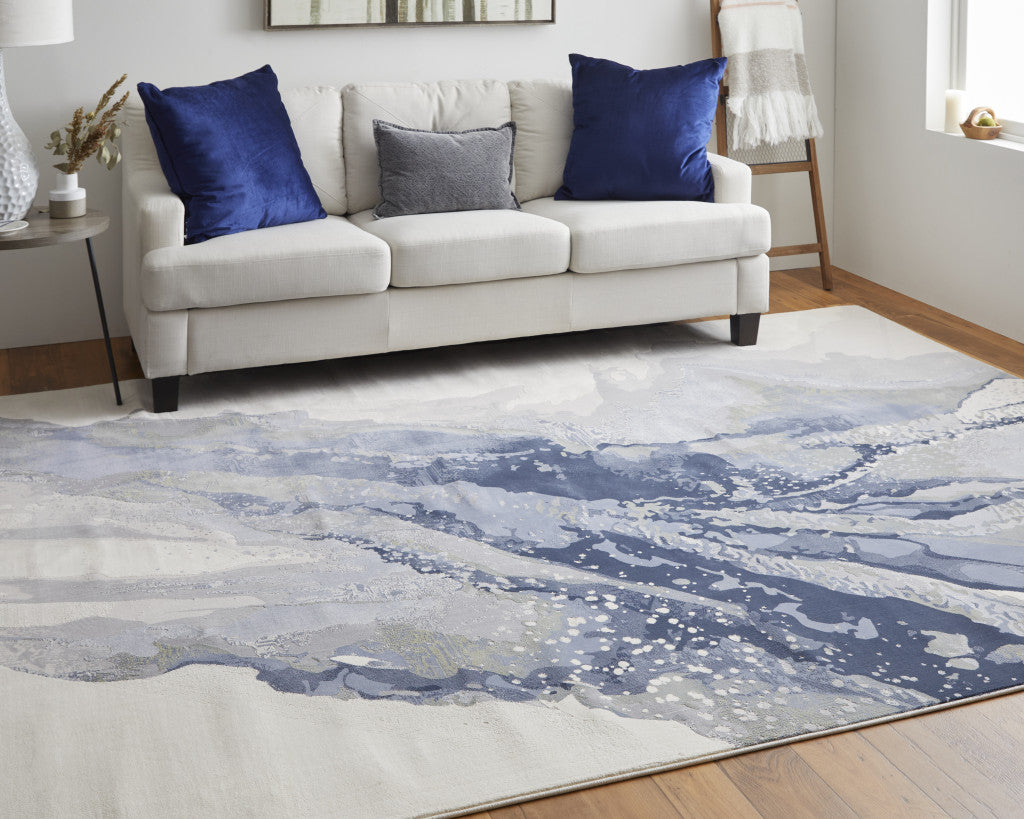 10 x 13 Gray & Ivory Power Loom Rug