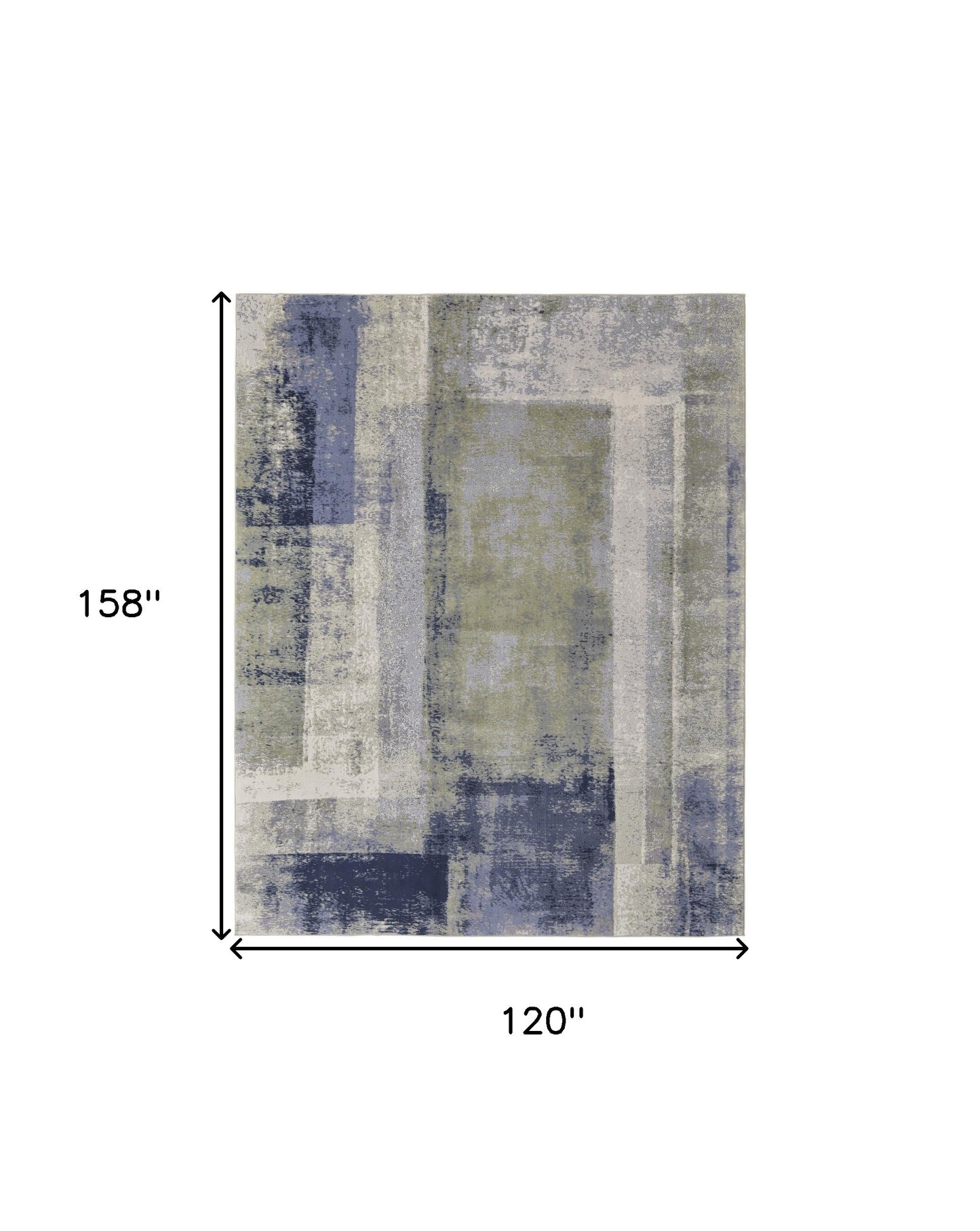 10 x 13 Blue Green & Ivory Power Loom Distressed Rug