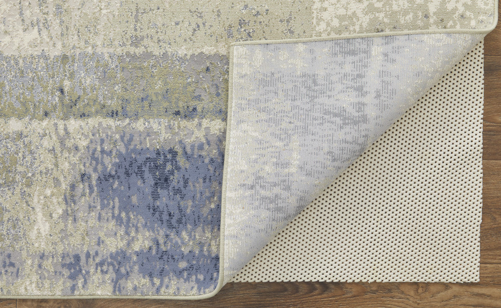 10 x 13 Blue Green & Ivory Power Loom Distressed Rug