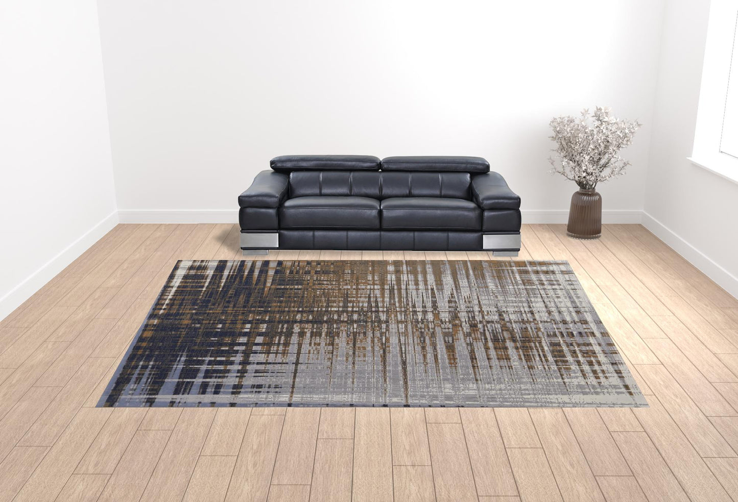 12 x 15 Blue Orange & Gray Power Loom Rug