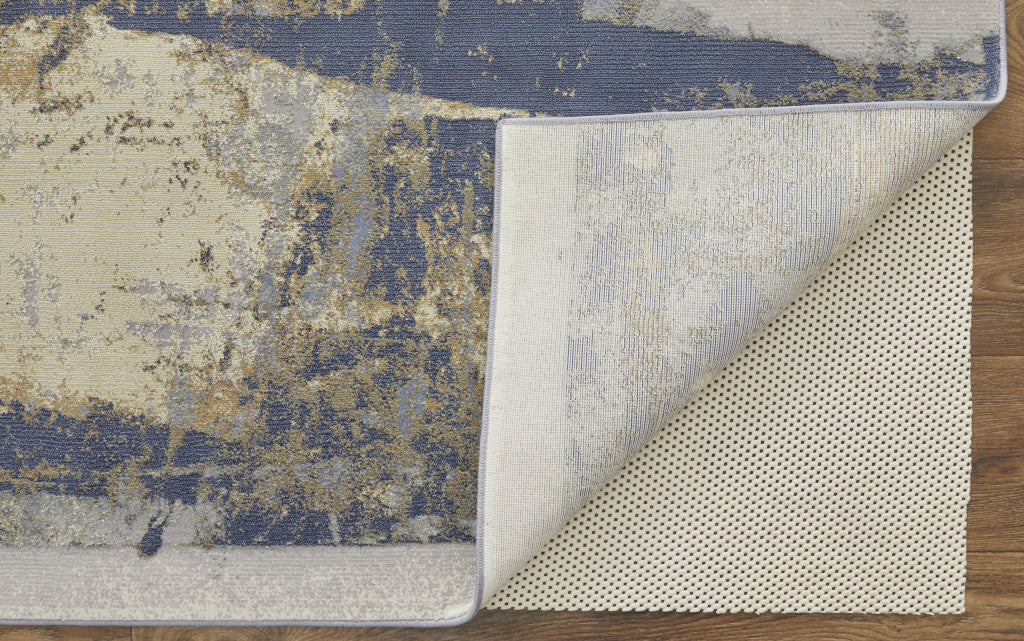 10 x 13 Blue Gray & Tan Power Loom Distressed Rug