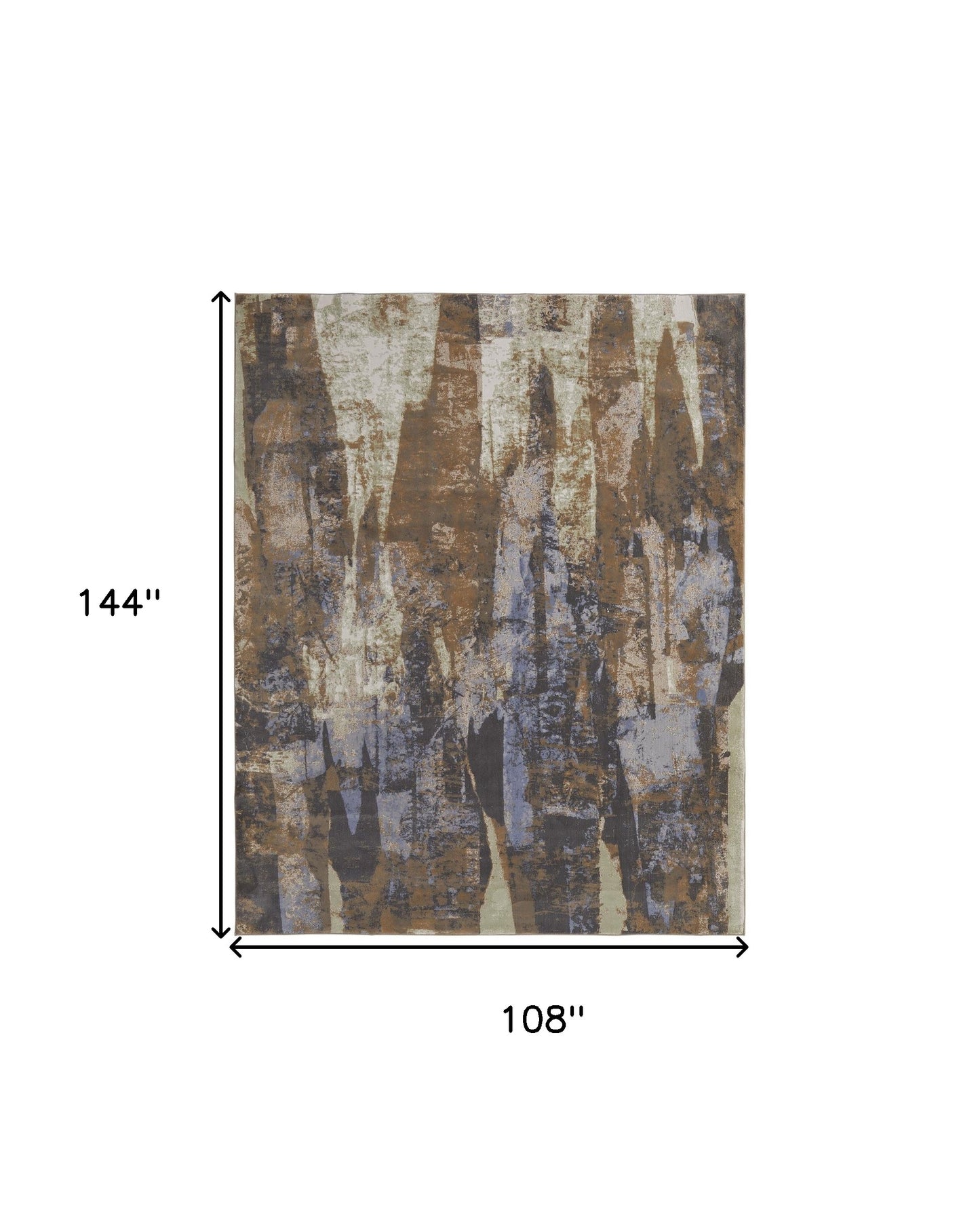 9 x 12 Brown Blue & Ivory Power Loom Distressed Rug