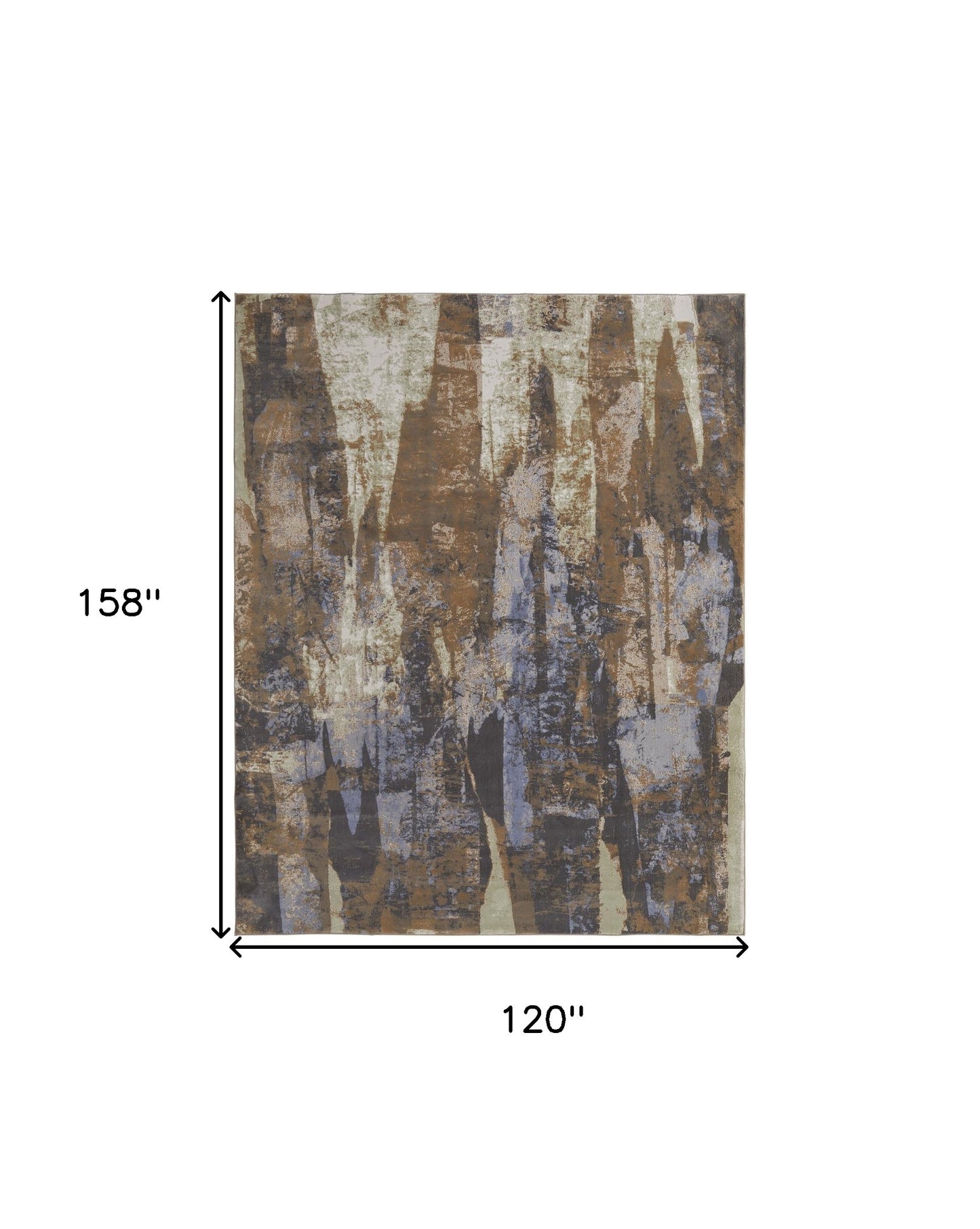 10 x 13 Brown Blue & Ivory Power Loom Distressed Rug